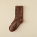 Dicke warme Nerzsamt-Socken für Damen in Braun mit weichem Plüsch-Finish - Einheitsgröße / Kaffeebraun