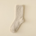 Dicke beige Nerzsamt-Socken für Damen mit warmem Plüsch-Kunstpelz-Gewebe - Einheitsgröße / Sandfarbe
