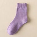 Thick purple crew socks with warm terry lining and ribbed cuffs for winter - Light Purple