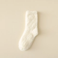 Thick warm mink velvet socks for women in soft cream white with plush texture - One Size / Cream