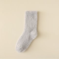 Thick light grey mink velvet fuzzy socks for women, warm winter thermal crew style - One Size / Light Gray