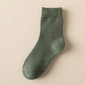 Thick dark green heathered crew socks with ribbed cuffs and warm thermal texture - Army Green