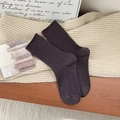 Deep grey winter thermal knit socks with ribbed texture for women on cozy blanket - Dark Gray