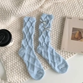 Calze calde in ciniglia azzurra con fiocchi di paillettes argento per l'inverno - Taglia unica / Blu