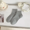 Classic grey cotton crew socks with ribbed texture and elastic cuffs in high quality - Pure Grey