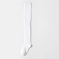 Women's over-the-knee cotton socks in white color with classic vertical ribbed texture - White