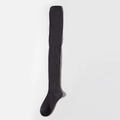 Dark grey over-knee socks in vertical ribbed knit made of breathable pure cotton - Smoke