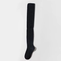 Women's black over-the-knee cotton socks with thick vertical knitted texture - Dark Heather Grey