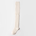 Milk white thigh high cotton socks featuring a ribbed knit design and elastic cuff - Apricot