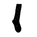 Minimalist black calf high socks with white letter patterns in a stylish knitted finish - Black