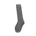 Heather gray mid-calf cotton socks featuring white knitted letter patterns on the side - Gray