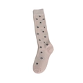 Knee-high light pink socks with black letter print and ribbed cuffs in knitted cotton - Pink