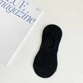 Minimalist black invisible no-show boat sock with breathable elastic knit edge - One Size / Black