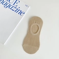 Beige no-show socks for women featuring breathable mesh design and ribbed elastic cuffs - One Size / Brown