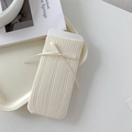 Spitzensocken mit Schleife in Cremeweiß, vertikalem Lochmuster und Satin-Detail - 1 Paar / Beige