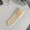 Chaussettes en dentelle blanc crème à motifs floraux et bords repliés style ballet - Taille unique / Style Fleur / Beige