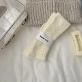 Warme beige Strick-Wintersocken mit bunten Punkten und weicher Plüschtextur - Beige Gesprenkelt