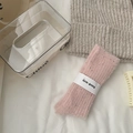 Pink speckled plush crew socks for women made of warm fleeced material in a cozy style - Pink Speckled