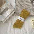 Thick mustard yellow fleece crew socks for women in soft plush thermal knit fabric - Yellow Speckled
