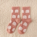 Calze spesse in pile corallo rosa con dolci orsetti per calore invernale ottimale - Taglia unica / Rosa (Motivo Pecora)