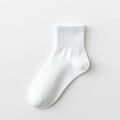 Minimalist white mid-calf cotton socks with high elastic ribbed cuffs for sport and leisure - White