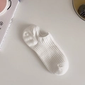 White low-cut invisible boat socks with vertical ribbed texture and non-slip silicone grip - White