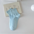Zachte lichtblauwe katoenen damessokken met een klassiek geribbelde boord - Blauw