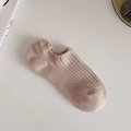 Pink low cut no-show socks with vertical ribbed texture and non-slip silicone grip - Brown