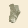 Sage green ribbed crew socks for women featuring a white hello print accent - One Size / Cream Green