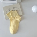 Solid light yellow crew socks made of soft cotton with classic ribbed cuffs for daily wear - Bright Yellow