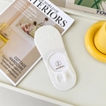 White low cut invisible socks with cute rabbit embroidery and non-slip silicone heel - White