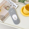 Grey invisible cotton boat socks with cute rabbit pattern and non-slip silicone grip - Grey 1 Pair