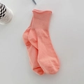 Minimalistische perzikroze sokken met comfortabele geribbelde boord voor de zomer - Oranjerood / Eén maat