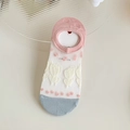 Women's floral mesh crystal silk socks with pink heel and non-slip cotton sole - White Tulip (1 Pair)