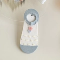 White mesh crystal silk socks with blue accents and a small floral patch detail - Blue Polka Dot (1 Pair)