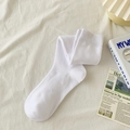 Classic white cotton mid-calf socks for women in a clean minimalist Japanese JK style - One Size / White
