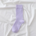Calze a metà polpaccio viola tenue con trama a maglia fine e polsini a costine elastiche - Viola Tinta Unita