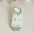 Pastel floral mesh sheer socks with cotton sole and colorful cloud-like textured patterns - Small Green Flower (1 Pair)