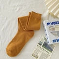 Minimalist ginger yellow knitted calf socks in premium ribbed cotton for daily wear - One Size / Ginger Yellow
