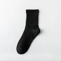 Classic black mid-calf crew socks featuring premium ribbed knitting and soft combed cotton - One Size / Mid-Calf Black