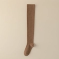Classic coffee brown over-knee high socks in a high-elastic ribbed knit finish - Brown