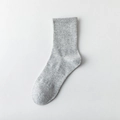 Light heather grey crew sock with ribbed texture and elastic arch support band - One Size / Grey Crew Socks