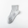 Light grey mid-calf cotton sports sock with elastic ribbed cuff on white background - One Size / Grey Ankle Socks