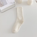 Calze classiche a coste bianco avorio da donna in morbido misto cotone a metà polpaccio - Beige