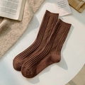 Dicke warme dunkelbraune Strickstulpen mit klassischen Rauten- und Zopfmustern - Einheitsgröße / Braun (Arctic Velvet)