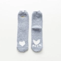 Morbide calze in pile corallo azzurro con motivo zampa di gatto e ricamo MEOW - Taglia unica / Cuore Blu
