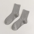 Classic grey ribbed crew socks made of breathable combed cotton knit for casual wear - Light Gray