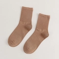 Brown mid-calf ribbed cotton socks for women, breathable and warm casual crew socks - Light Brown
