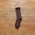Chaussettes mi-mollet en coton marron foncé avec bordure en dentelle et maille côtelée - Marron (1 Paire)