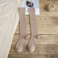 Chaussettes montantes marron moka en maille côtelée chaude pour l'automne-hiver - Beige